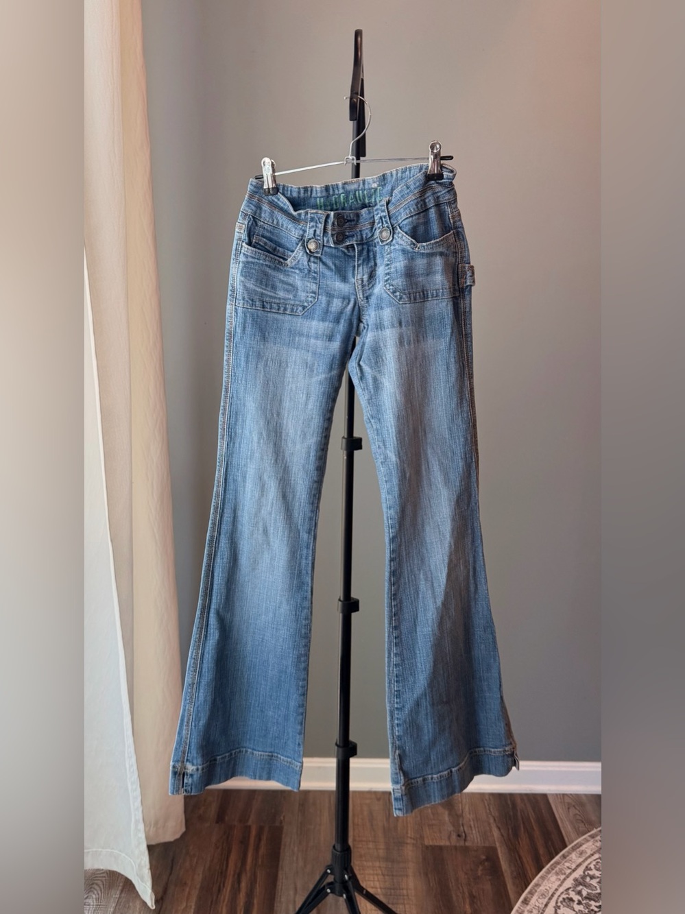 Vintage Hydraulic Women Bootcut Denim Jeans Medium Wash Low Rise Cotton 1/2 Y2K